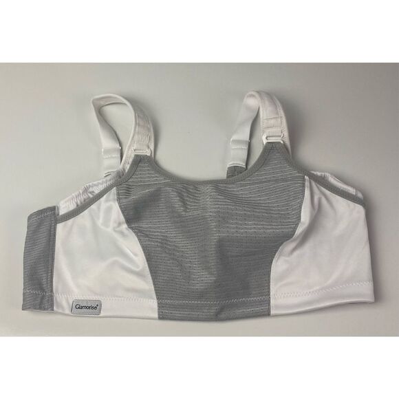 Glamorise Double Layer Sports Bra Womens Size 40C White Gray - Picture 4 of 8